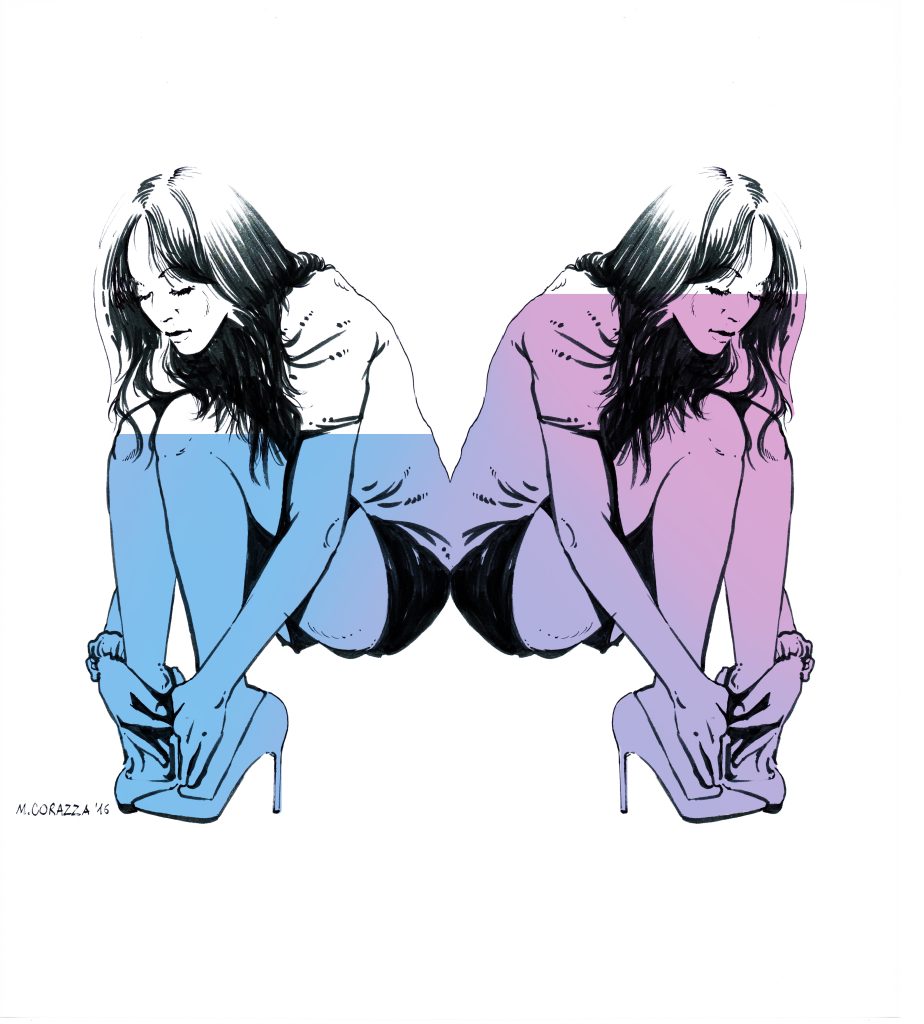 ragazza seduta color