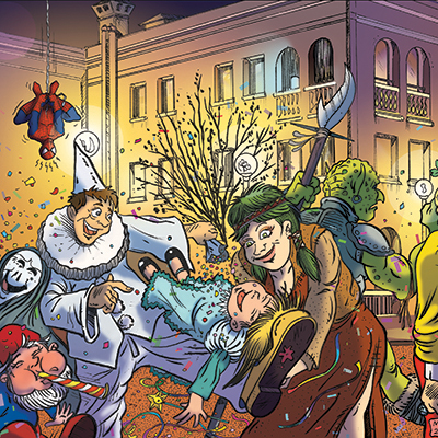 Locandina per il famoso Carnevale in notturna di Prata di Pordenone (PN)